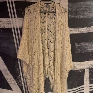 Off-White Crocheted Shawl